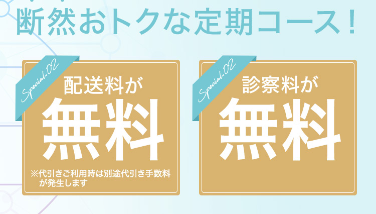 定期が断然おトクです／初回からずっと10%OFF／診察料が無料