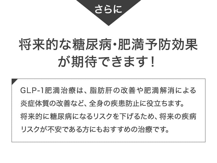 さらに、将来的な糖尿病・肥満予防効果が期待できます